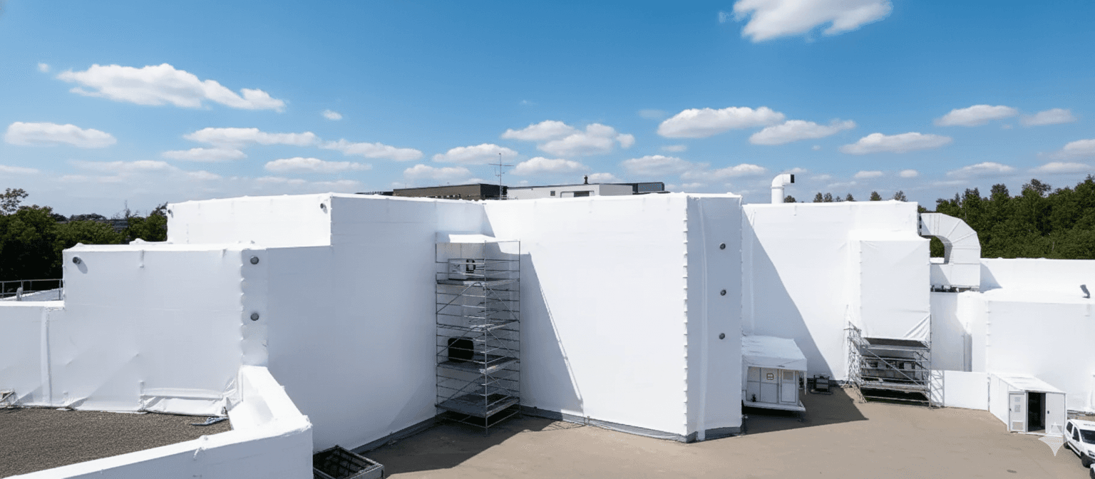 Confinement thermo-rétractable d'un chantier industriel complexe par Thermo Élite